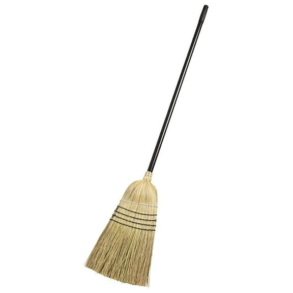 Corn Broom Heavy Duty - 40 Inch Steel Handle Hurl Broom - Natural Corn Bristles with Nylon Stitching - Indoor/Outdoor Cleaning Broom for Home, Garage, Patio