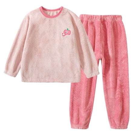 CAIVO Long Sleeve Cozy Flannel Coats Tops Pants Kids Warm Outfit Sets Boys Girls Comfortable Home Wear Children Soft And Thick Cold Weather 5-6 Years