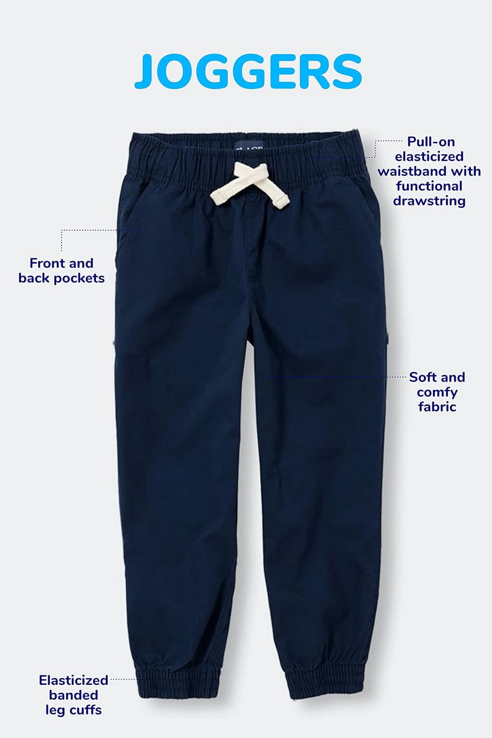 The Children's Place Toddler Boys Stretch Pull-On Jogger Pant, 2-Pack, Sizes 2T-5T