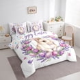 thumbnail image 2 of Erosebridal Happy Easter Eggs 7 Pieces Bedding Comforter Set,Pink Tulip Floral Purple Blossom Lavender Full Bedding Set For Girls Reversible, 2 of 7