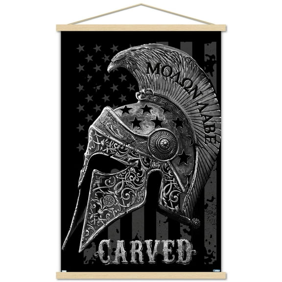 Jim Baldwin - Carved Helmet Wall Poster with Magnetic Frame, 22.375" x 34"