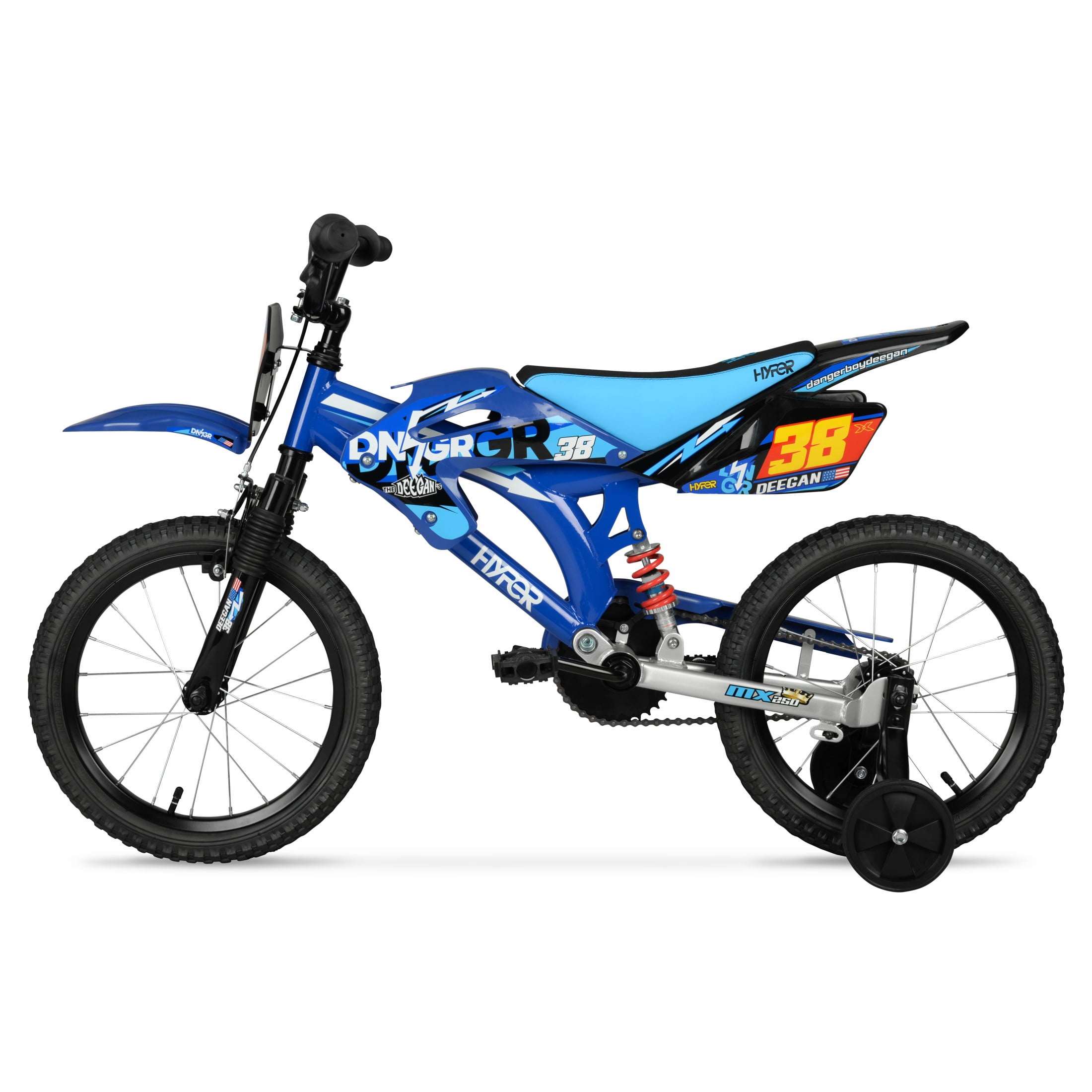 Hyper Bicycles 16" 'Danger Boy' Deegan Moto Bike, Children Ages 5-7, Blue