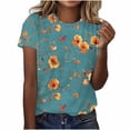 thumbnail image 1 of Pisexur Hauts pour Femmes Blouses Décontractées Mode Été Imprimé Manches Courtes Col Rond, Multicolore, 2TG, 1 of 5