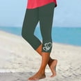 thumbnail image 2 of WULMLEO Womens Capris for Seniors Summer Capri Leggings Women Stretchy Workout Yoga Casual Vacation Beach Pants Army Green L, 2 of 5