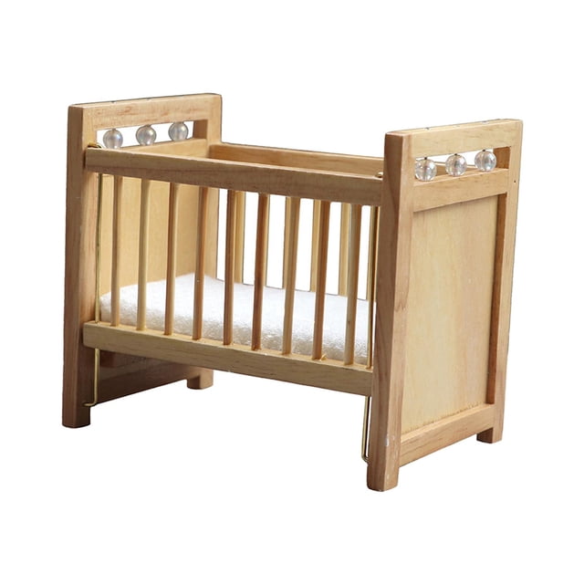 Escala 1:12, jugue cuna, de madera, paisaje, Mini casa Zulema Cama de casa de muñecas