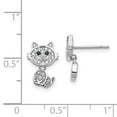 thumbnail image 5 of Sterling Silver Cubic Zirconia Cat Post Stud Earrings, 5 of 5