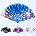 thumbnail image 4 of 1Pc Floral Folding Hand Fan Vintage Handheld Silk Cloth Fans with Different Flower Patterns for Chinese Dance Party Wedding, 4 of 7