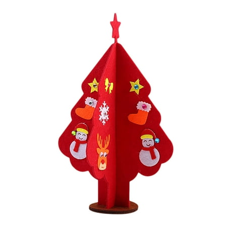 

PhoneSoap DIY Cloth Cartoon Mini Christmas Tree With Decorative Stickers For Kids Xmas Gifts Ornaments Red