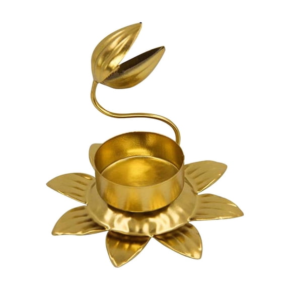 Small Metal Candlestick Holder Modern Home Decor Mini Table Centerpiece for Dining Room Holiday Festive Decoration(Yellow,A)