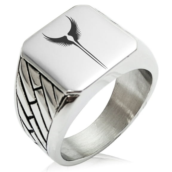 Stainless Steel Rise of the Valkyrie Geometric Pattern Biker Style Polished Ring