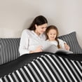 thumbnail image 4 of Manfei Geometric Stripe Twin Comforter Sets, Gray Black White Minimalist Bedding Set, Black Reversible 2-Piece, 1 Comforter and 1 Pillowcase, 4 of 6