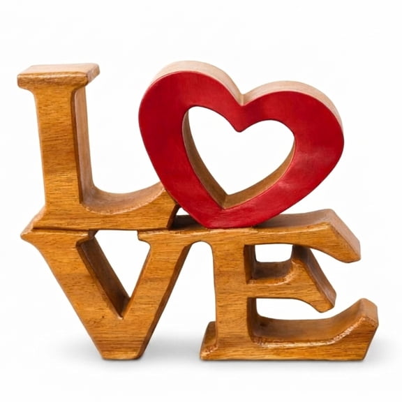 Decozen Home Decor Gifts for Mom Love Sign Letters Acacia Wood Figurine Decor - 1.5"D x 9"W x 8.5"H