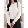 thumbnail image 6 of PRETTYGARDEN Cardigan Sweaters for Women Scalloped Button Up Fall Outfits Soft Knit Long Sleeve Knit Tops,Crew Neck,Business Casual Outfits,Office Work Lightweight Sweater,Layers Clothes, 6 of 9