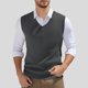 thumbnail image 2 of Camiseta sin mangas de punto para hombre, cuello en V, primavera, lisa, ligera, para hacer ejercicio, 2 of 6