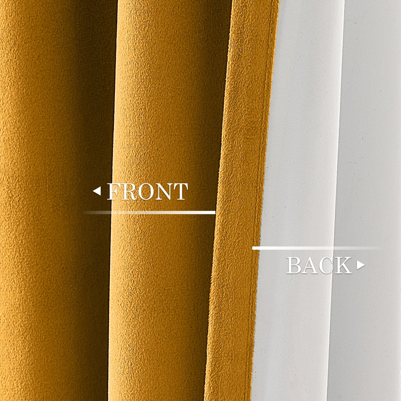 Topfinel Mustard Yellow Velvet Blackout 96 Inches Long Curtains , 100% Blackout Drape Gold with Hooks, Soundproof Art Deco Back Tab Drapes for Living Room Bedroom,Set of 2