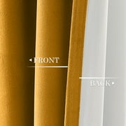 Topfinel Mustard Yellow Velvet Blackout 84 Inches Long Curtains , 100% Blackout Drape Gold with Hooks, Soundproof Art Deco Back Tab Drapes for Living Room Bedroom,Set of 2