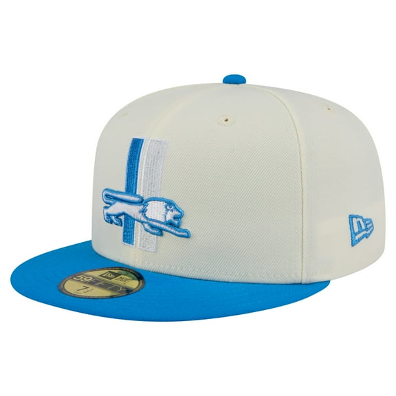Men's New Era Cream/Blue Detroit Lions Main 59FIFTY Fitted Hat