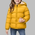 thumbnail image 2 of SuTry Girls Jacket Solid Color Fleece-Lined Warm Windproof Hooded Fall Winter Thermal Outerwear Winter Coat for Kids 3-8 Years(Yellow,6 Years), 2 of 4