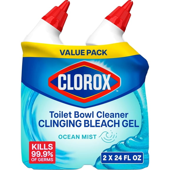 Toilet Bowl Cleaner Clinging Bleach Gel, Ocean Mist, 24 Fl Oz, Pack of 2 (Package May Vary)