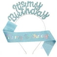 thumbnail image 1 of Fiudx Diadema de Cumpleaños, Diseño de Diamantes de Imitación Brillantes, Material de Aleación Elástica, Ajuste Cómodo, Banda de Feliz Cumpleaños, Tela de Satén y Purpurina, Decoraciones para Fiestas, 1 of 1