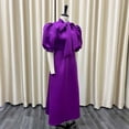 thumbnail image 4 of AURA Plus Size Women Summer Bow High Waist Banquet Dress Elegant Solid Color Lantern Sleeve Midi Dress, 4 of 8