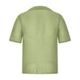 thumbnail image 4 of ZQUUVOU Men's Knit Short Sleeve Shirt Casual Fashion Solid Color Short Sleeve Turndown Collar Button Down Blouse Shirt C-Green, 4 of 4