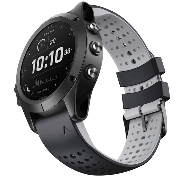 Correa de reloj NotoCity Silicone 22mm para Garmin Fenix 6 negro-gris