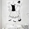 thumbnail image 1 of Heels and Dresses Tapestry, Classical Old Fashioned Garment Floral Swirls Hat Purse Necklace, Wall Hanging for Bedroom Living Room Dorm Decor, 60W X 80L Inches, Charcoal Grey White, by Ambesonne, 1 of 2