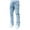 Sky Blue, variant on WTOBBY Men's Retro Casual Mid-Rise Washed Straight Slim Fashion Jeans, Distressed Perforated Design for Everyday Stylish Wear, Comfortable Denim Fit,Beige L