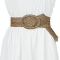 thumbnail image 4 of Womens Woven Belts Wide Waist Belts for Dress Decor Adjustable 22.83-33.07" Brown, 4 of 4