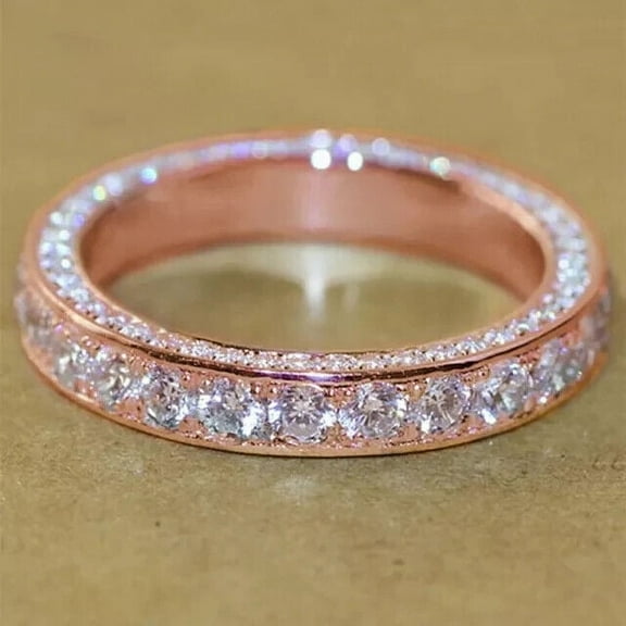 2Ct Round Cut Lab-Created Diamond Wedding Band Ring 14K Rose Gold Plated Pure 925 Sterling Silver