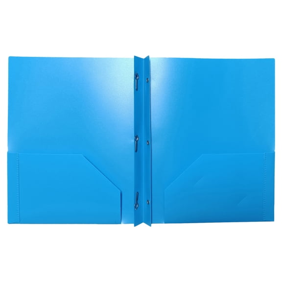 PPKVUFD Plastic Folders with Pockets and Prongs Blue - Two Pocket Folder with Brads - 3 Prong Folders with Pockets for Letter Size Sheets, 2 Pocket Folders with 3 Metal Prongs Fastener Clips, Blue