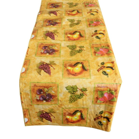 Plastic Table Runner Non-Slip Flannel Backing - Fruit Slices