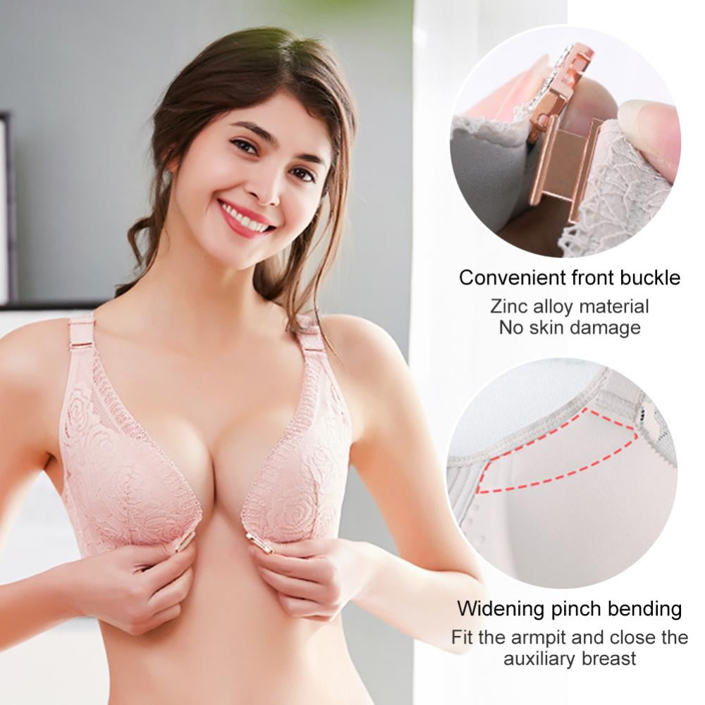 3/4 Cup Bra,Wire Free Bra,Summer Thin Mold Cup Bra,Front Closure Bra,Floral  Lace Bra,Thin Cup Bra,Push Up Bra,Adjustable Strap Bralette 