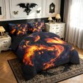 thumbnail image 2 of meiyoeat Gothic Black Dragon Full Size Bedding Sets for Boys Girls, Flame Animal Full Size Bed in a Bag, Black Orange, Black Reversible, 7-Piece, 2 of 5