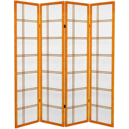 6 ft. Tall Canvas Print Japanese Style Double Cross Room Divider - Honey - 4 Panels