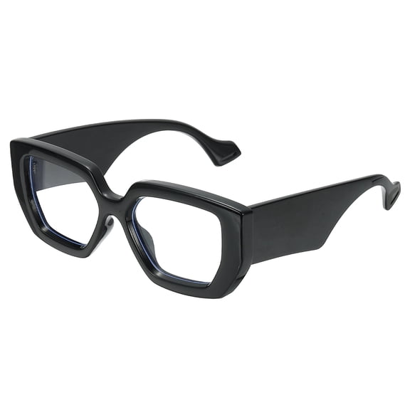 Uxcell Thick Frame Blue Light Glasses Chunky Square for Women, Black(Clear Lens)
