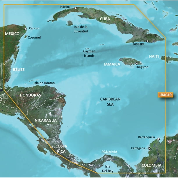 Tarjeta de mapa Garmin BlueChart g3 Vision HD VUS031R Sudoeste del Caribe