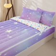 thumbnail image 3 of Manfei Sparkling Stars Print Zipper Twin Comforter Sets with Fitted Sheet and 2 Pillowcases,Gradient Lavender Galaxy Zipper Bedding Set,Colorful Stars Reversible,4pcs, 3 of 8