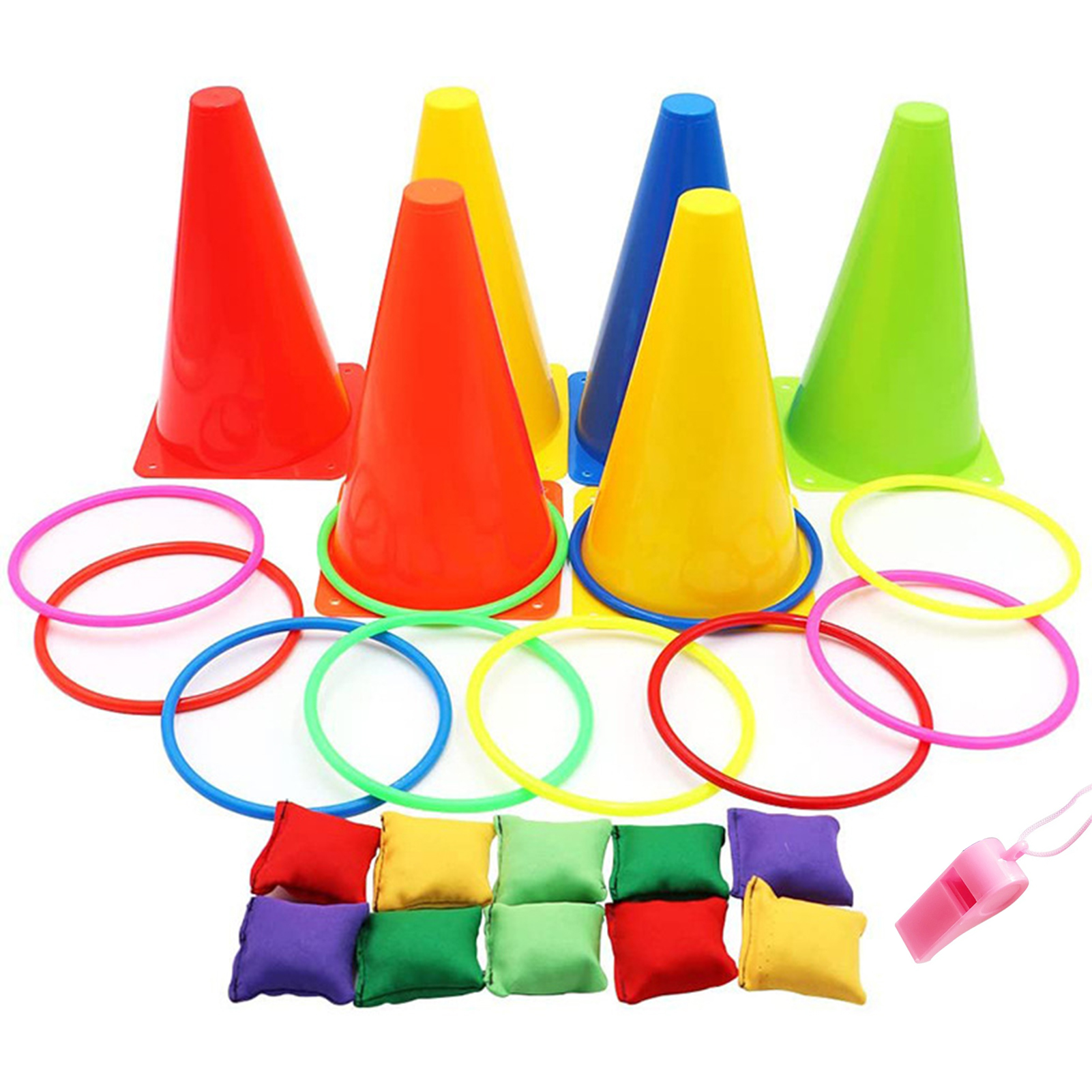 4 in 1 Carnival Games Set Cones Bean Bags Ring Toss Game for Kids -  Walmart.com
