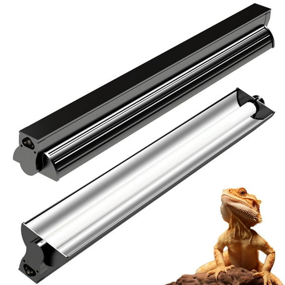 T5 UVB 10.0 Reptile Light Fixture Combo Kit, 8W 12-Inch High Output UVA UVB Lamp for Bearded Dragon, Lizard, Tortoise, and Other Reptiles, Ideal for Desert Terrariums