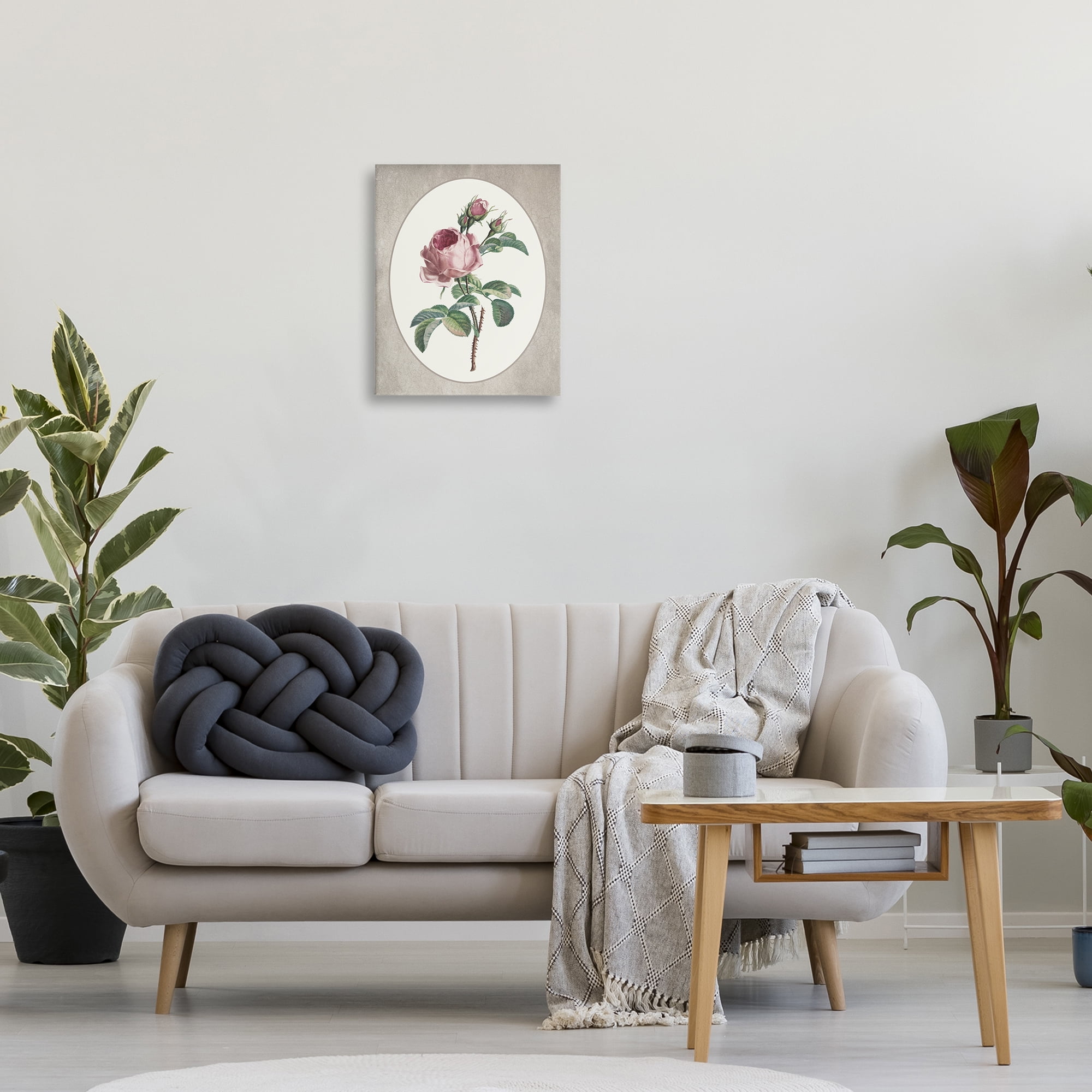 Vintage Rose within Oval Canvas Wall Art, design by Lettered and Lined
