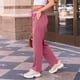 thumbnail image 5 of Amzcrzy Pantalones Mujer Deportivos Casuales Color Liso Cintura Alta Cordón Ajustable Pierna Ancha Recta Holgados Con Bolsillos Tallas S-2XL Rosa, 5 of 6