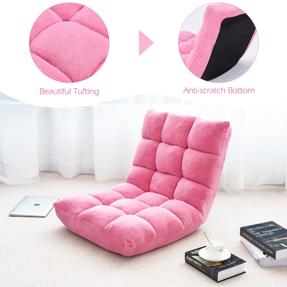 Finihen Floor Chair, Folding Lazy Sofa Chair, Adjustable 14-position Cushioned Floor Chair, for Living Room, Bedroom, for Gaming, Reading, Pink Finihen Floor Chair, Folding Lazy Sofa Chair, Adjustable 14-position Cushioned Floor Chair, for Living Room, Bedroom, for Gaming, Reading, Pink