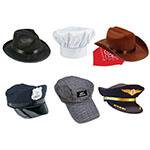 6-Piece Hat Set: Fedora, Police, Chef, Brown Cowboy, Train Engineer & Airline Pilot