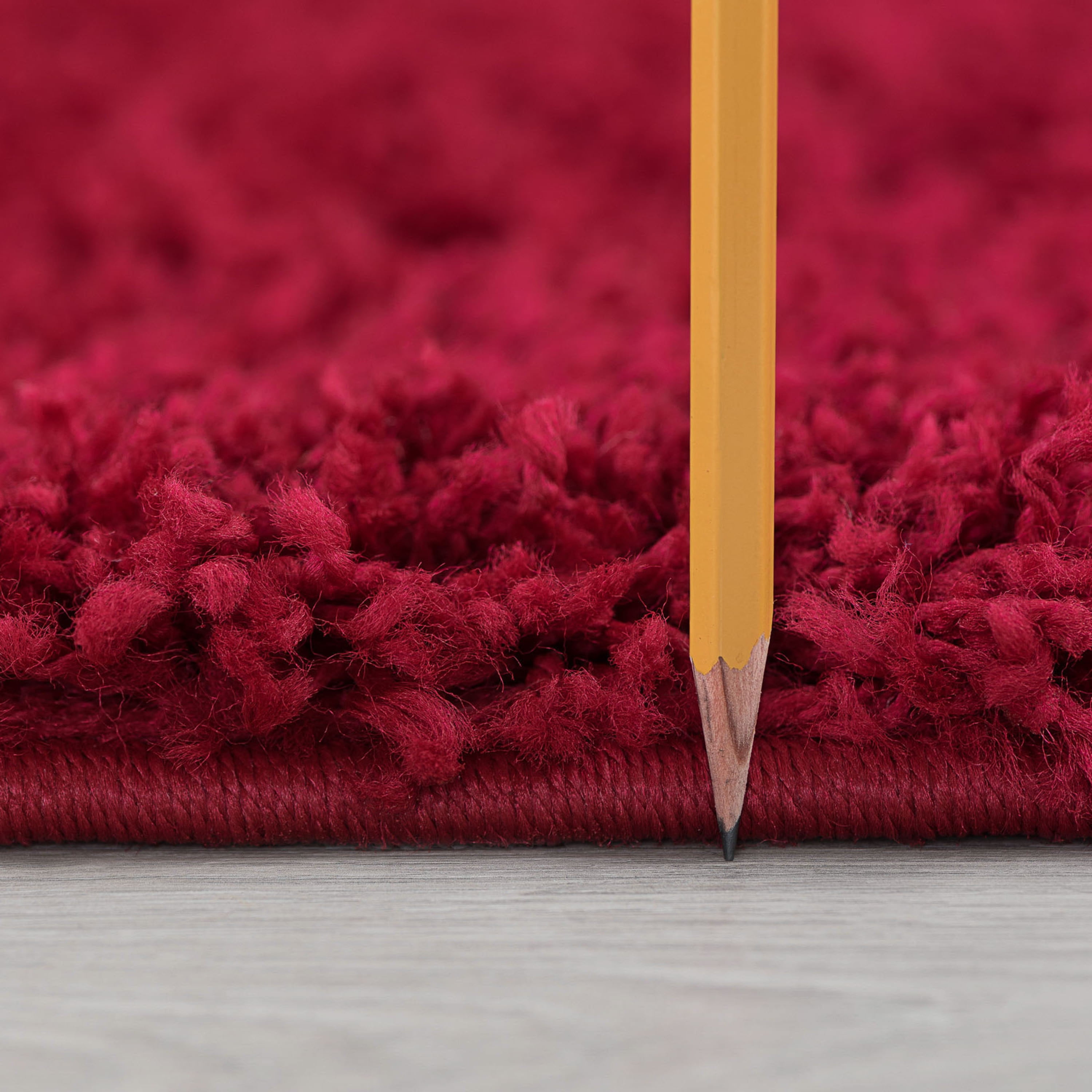 Transitional 8x10 Area Rug Shag Thick (7'10'' x 10'2'') Solid Red Living Room Easy to Clean