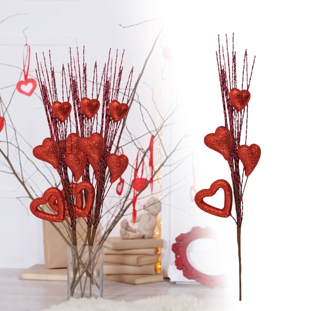 TIELUTT Haut de la Saint-Valentin Baies Rouges Scintillantes en Forme de Cœur Suggéré DIY pour Mariage Île de Mariage Promenade Arrangements Floraux d'Hiver Guirlande de Jasmin d'Hiver Fleurs de Maman