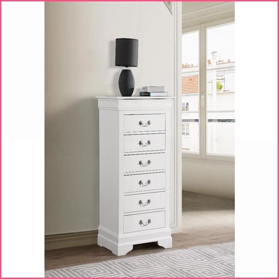 Lingerie Chest Traditional White with Hidden Drawer & Dovetailed Drawers | White | Particle Board