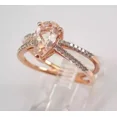 thumbnail image 3 of 2Ct Pear Cut Simulated Morganite & Diamond Women's Engagement Ring 14k Rose Gold Plated Silver, 3 of 5