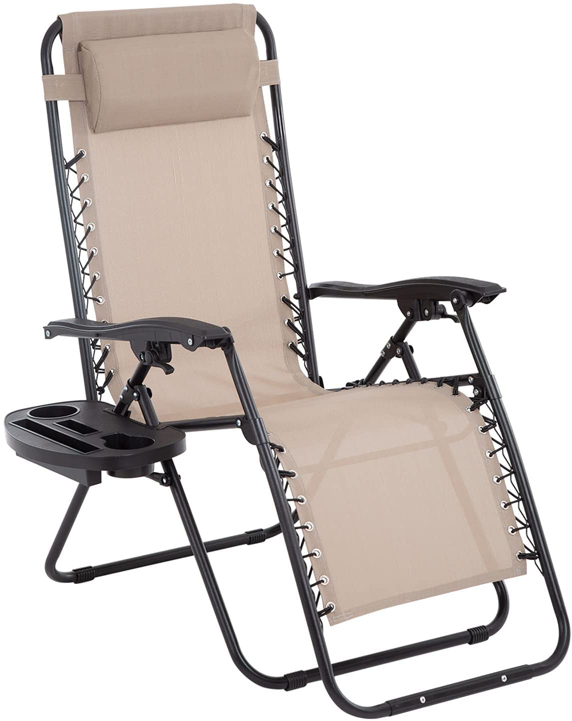 Zero Gravity Chair,Zero Gravity Lounge Chair,1 Pack Folding Lawn chair  Adjustable reclining patio chairs with Pillow and Side Table For Pool Yard  with Cup Holder,Black - Walmart.com
